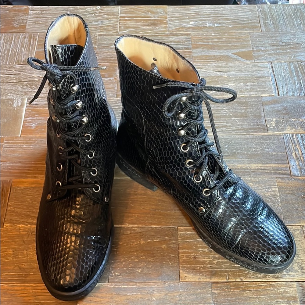 Nouchka Snakeskin Leather Lace Up Ankle Boots🖤